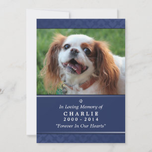 Pet Memorial Card 5"x7" Navy Blue - for Male Pet