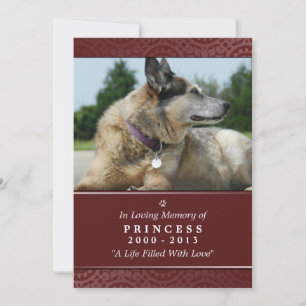 Pet Memorial Card 5"x7" Red - Prayer for Pets