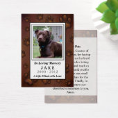 Pet Memorial Card - Chocolate Brown - Pet's Prayer (Desk)