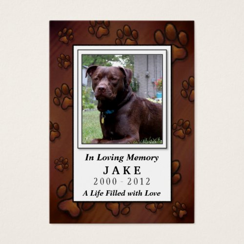 Pet Memorial Card - Chocolate Brown Photo Frame Business Card Template