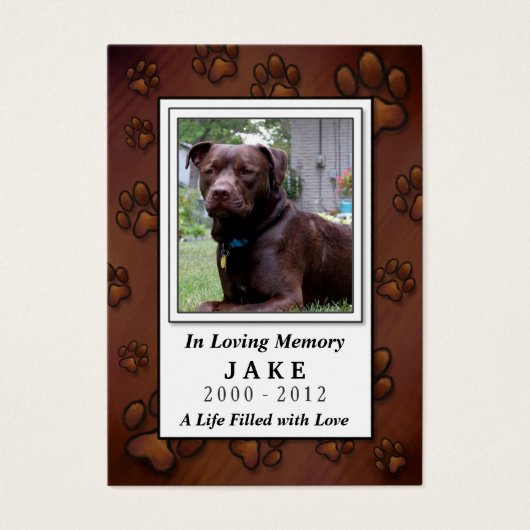 Pet Memorial Card - Chocolate Brown - Pet's Prayer (Front)