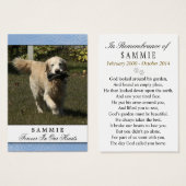 Pet Memorial Card Light Blue God's Garden Poem (Front & Back)