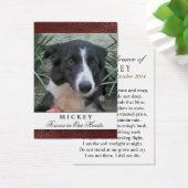 Pet Memorial Card Maroon Photo - Do Not Weep Poem (Desk)