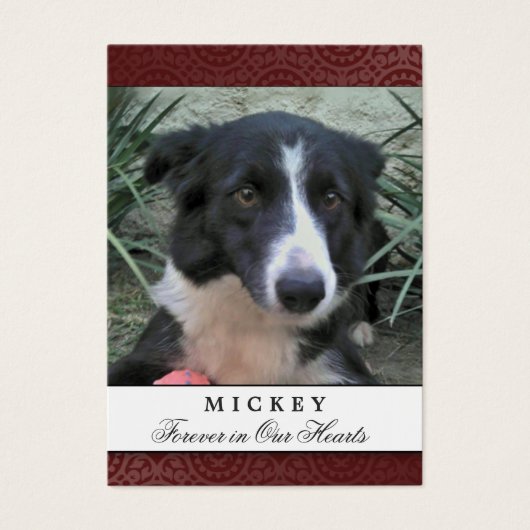 Pet Memorial Card Maroon Photo - Do Not Weep Poem (Front)