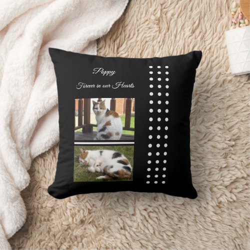 Pet memorial cat black and white add photos throw pillow