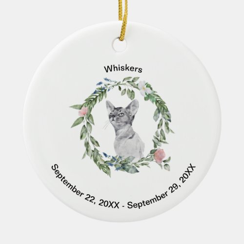 Pet Memorial Cat Dog Photo and Personalized  Ceramic Ornament