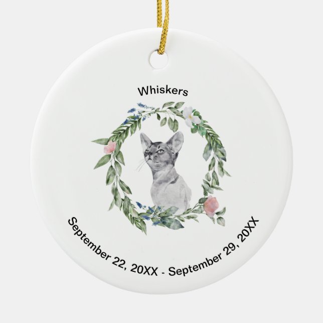 Pet Memorial Cat Dog Photo and Personalized  Ceramic Ornament (Front)