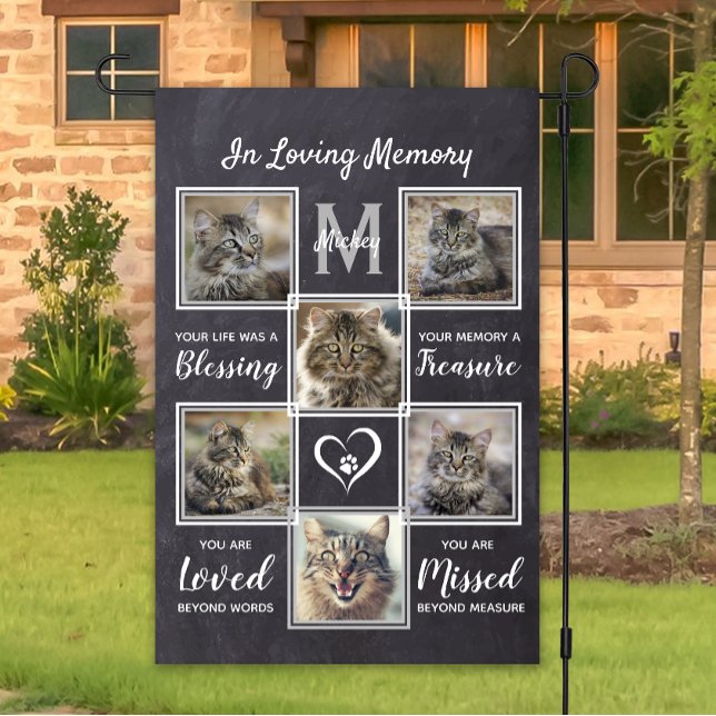 Pet Memorial Cat Dog Unique Photo Collage Pet Loss Garden Flag (Creator Uploaded)
