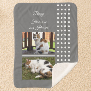 Pet memorial cat grey and white add photos sherpa blanket