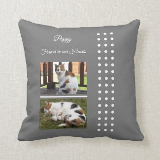 Pet memorial cat grey and white add photos throw pillow