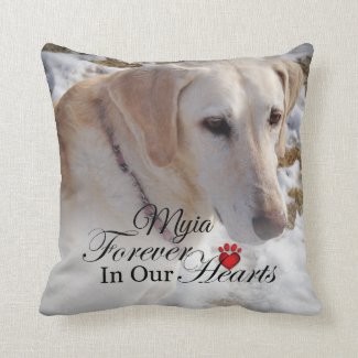 Pet Memorial - Cat or Dog FOREVER in our HEARTS Throw Pillow