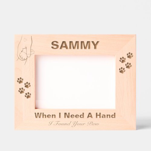 Pet Memorial Cat Paw Prints Custom Wood Photo  Engraved Frames