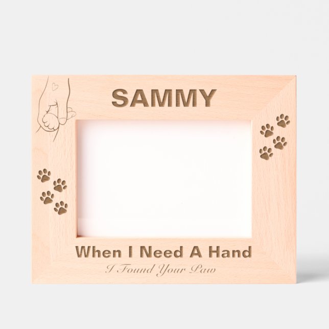 Pet Memorial Cat Paw Prints Custom Wood Photo  Engraved Frames (Front)
