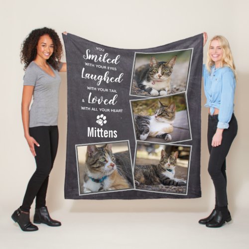 Pet Memorial Cat Photo Collage Fleece Blanket