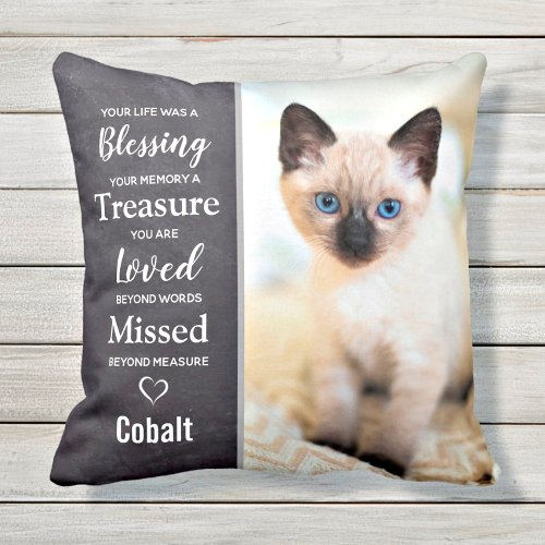 Pet Memorial _ Cat Photo Sympathy Gift _ Pet Loss Throw Pillow