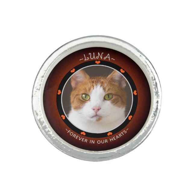 Pet Memorial, Cat Tribute Ring (Front)