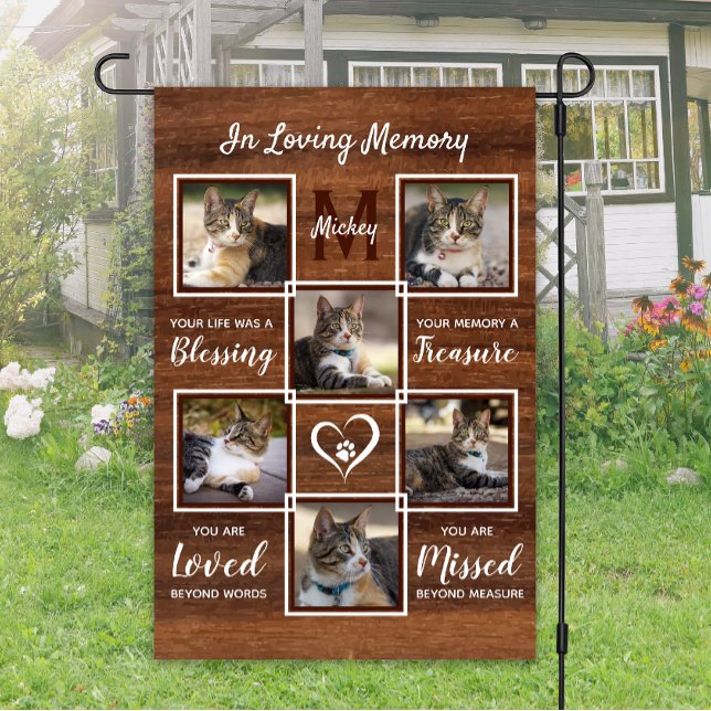 Pet Memorial Cat Unique Photo Collage Remembrance  Garden Flag (Creator Uploaded)