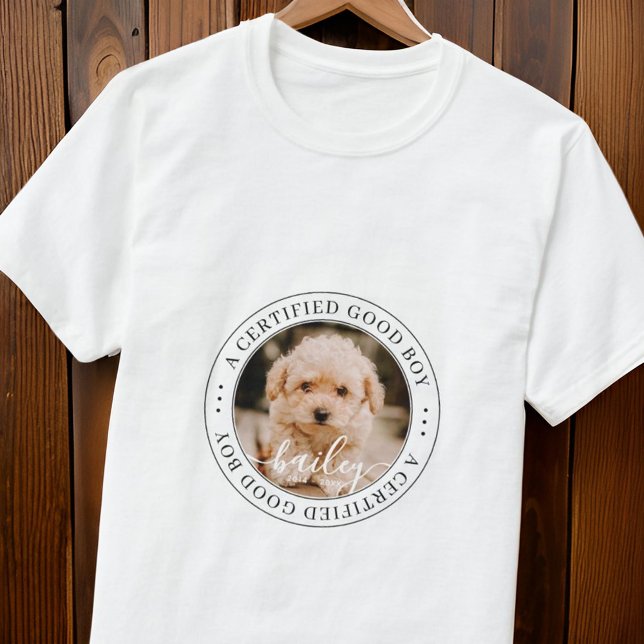 Pet Memorial Certified Good Boy Custom Photo T-Shirt (Creator Uploaded)