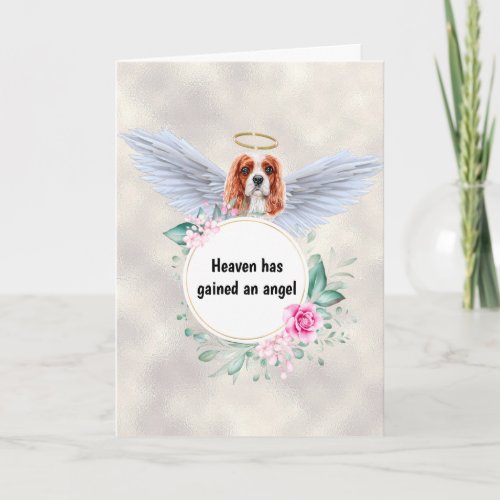 Pet memorial Charles Spaniel angel wings poem Card