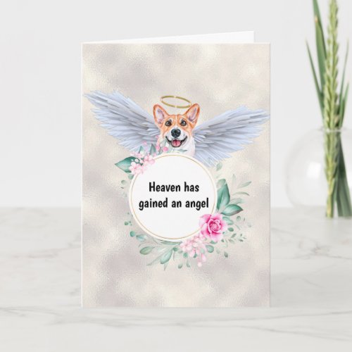 Pet memorial Corgi dog angel wings poem Card