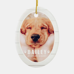 Pet Memorial Country Rustic Paws Photo Ceramic Ornament