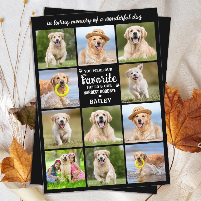 Pet Memorial Custom 11 Photo Collage Dog Sympathy Thank You Card (Creator Uploaded)