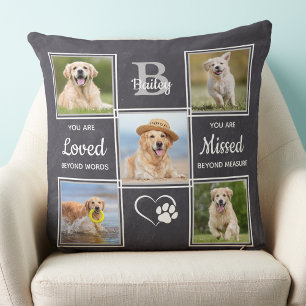 Pet Memorial Custom 6 Dog Photo In Loving Memory Throw Pillow
