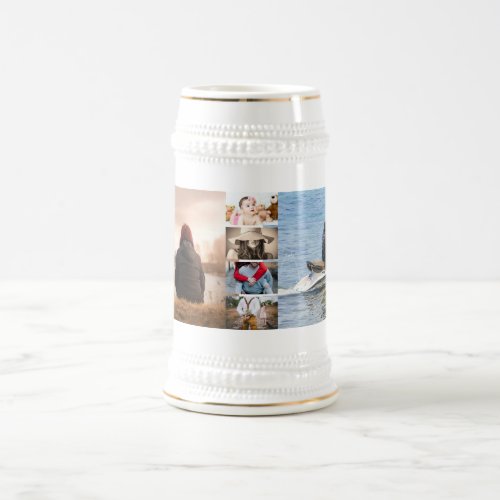 Pet memorial custom 6 photo collage keepsake beer stein