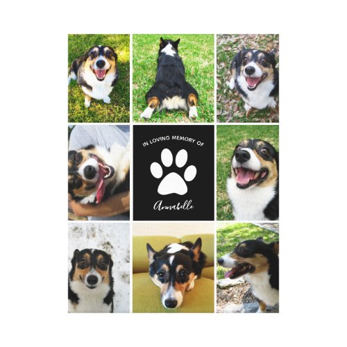 Pet Memorial Custom Dog 8 Photo Collage Canvas Print