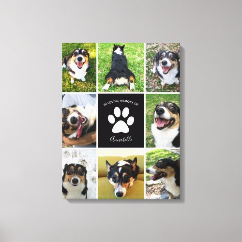 Pet Memorial Custom Dog 8 Photo Collage Canvas Print