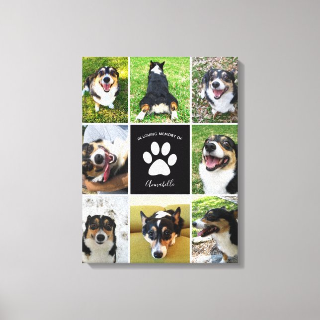 Pet Memorial Custom Dog 8 Photo Collage Canvas Print (Front)