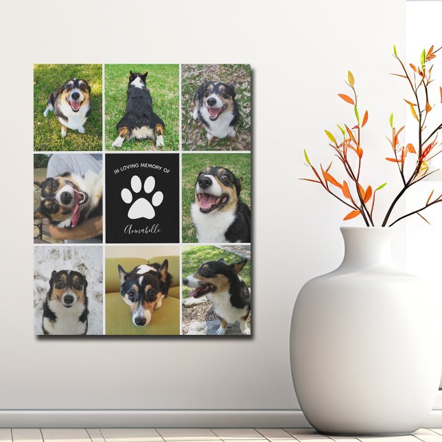 Pet Memorial Custom Dog 8 Photo Collage Faux Canvas Print (Creator Uploaded)