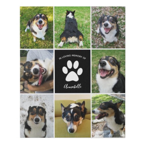 Pet Memorial Custom Dog 8 Photo Collage Faux Canvas Print