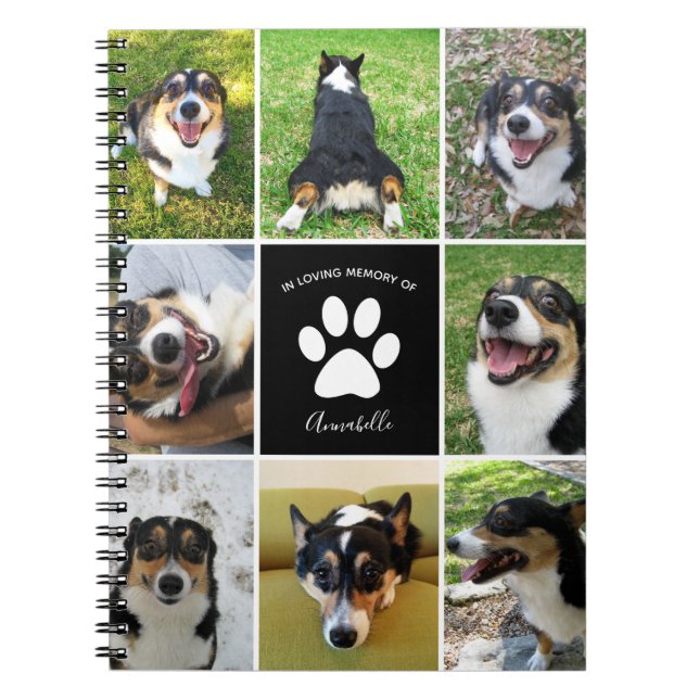 Pet Memorial Custom Dog 8 Photo Collage Notebook (Front)