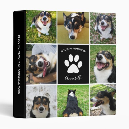 Pet Memorial Custom Dog Photo Collage Album 3 Ring Binder