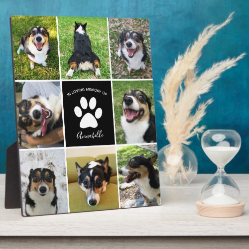 Pet Memorial Custom Dog Photo Collage Paw Print Plaque