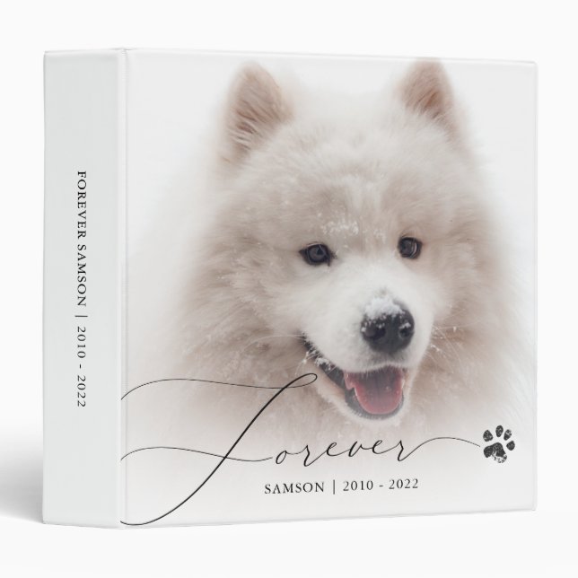 Pet Memorial Custom Photo Dog Paw Print Scrapbook 3 Ring Binder (Front/Spine)