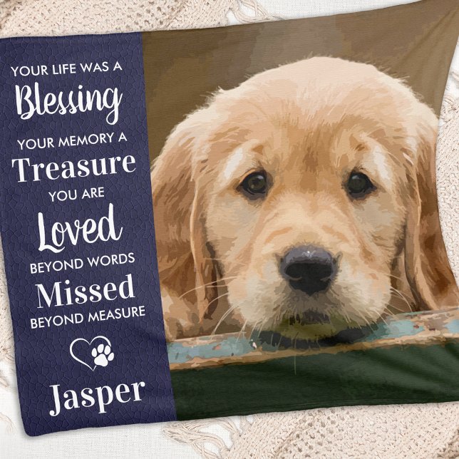 Pet Memorial Customized Sympathy Gift Dog Photo Fleece Blanket (Creator Uploaded)