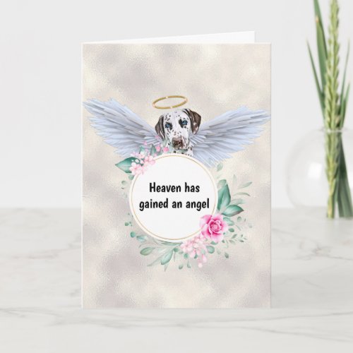 Pet memorial Dalmatian dog angel wings poem Card