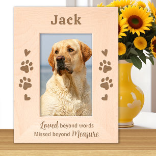 Pet Memorial Dog Cat Paw Prints Custom Wood Photo Engraved Frames