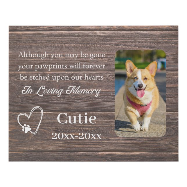 Pet memorial, dog custom photo cat personalized faux canvas print (Front)