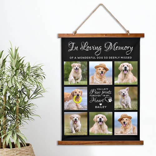 Pet Memorial Dog Loss Gift Personalized 11 Picture Hanging Tapestry