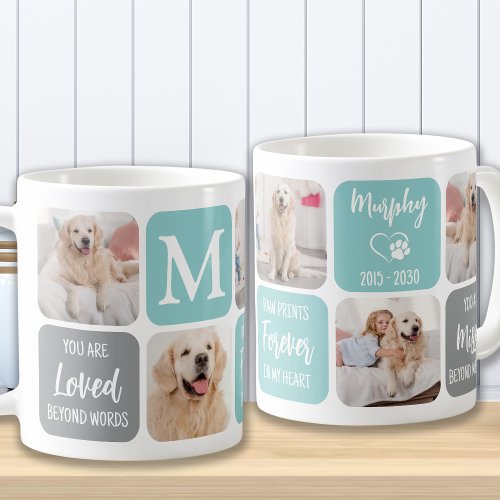 Pet Memorial Dog Loss Modern Pastel Photo Collage Coffee Mug