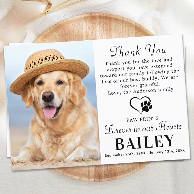 Pet Memorial Dog Loss Modern Photo Sympathy Thank You Card | Zazzle pet-memorial-dog-loss-modern-photo-sympathy-thank-you-card-zazzle