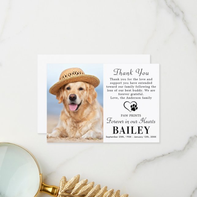 Pet Memorial Dog Loss Modern Photo Sympathy Thank You Card | Zazzle pet-memorial-dog-loss-modern-photo-sympathy-thank-you-card-zazzle