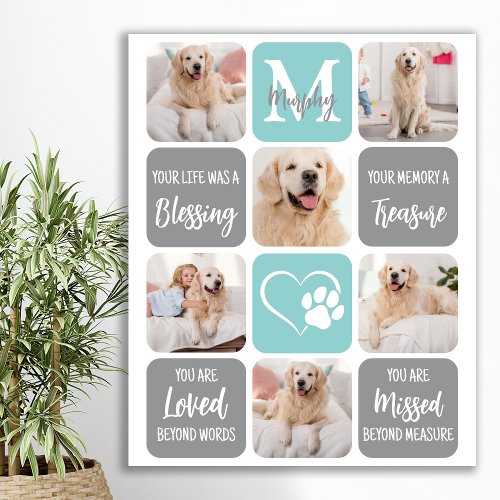 Pet Memorial Dog Loss Modern Stylish Photo Collage Faux Canvas Print