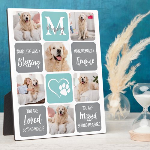 Pet Memorial Dog Loss Modern Stylish Photo Collage Plaque