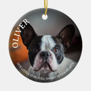 Pet Memorial Dog Loss Name 2 Photo Quote Script Ceramic Ornament