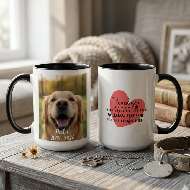 Pet Memorial Dog Loss Photo Heart Sympathy Gift Mug (Pet memorial dog loss photo sympathy mug)