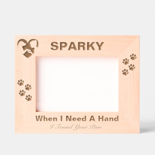 Pet Memorial Dog Paw Prints Custom Wood Photo  Engraved Frames